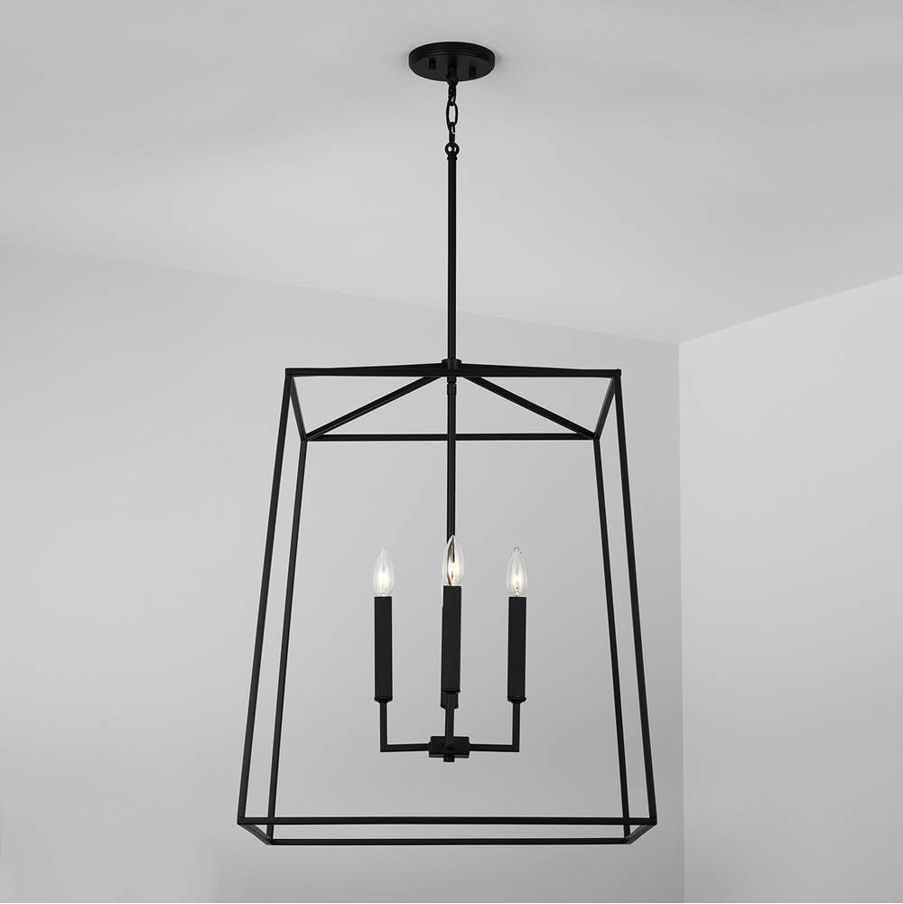 Capital Lighting 537643MB Matte Black 22'' W X 27.5'' H 4-light Lantern Foyer Pendant In Matte Black Image 3
