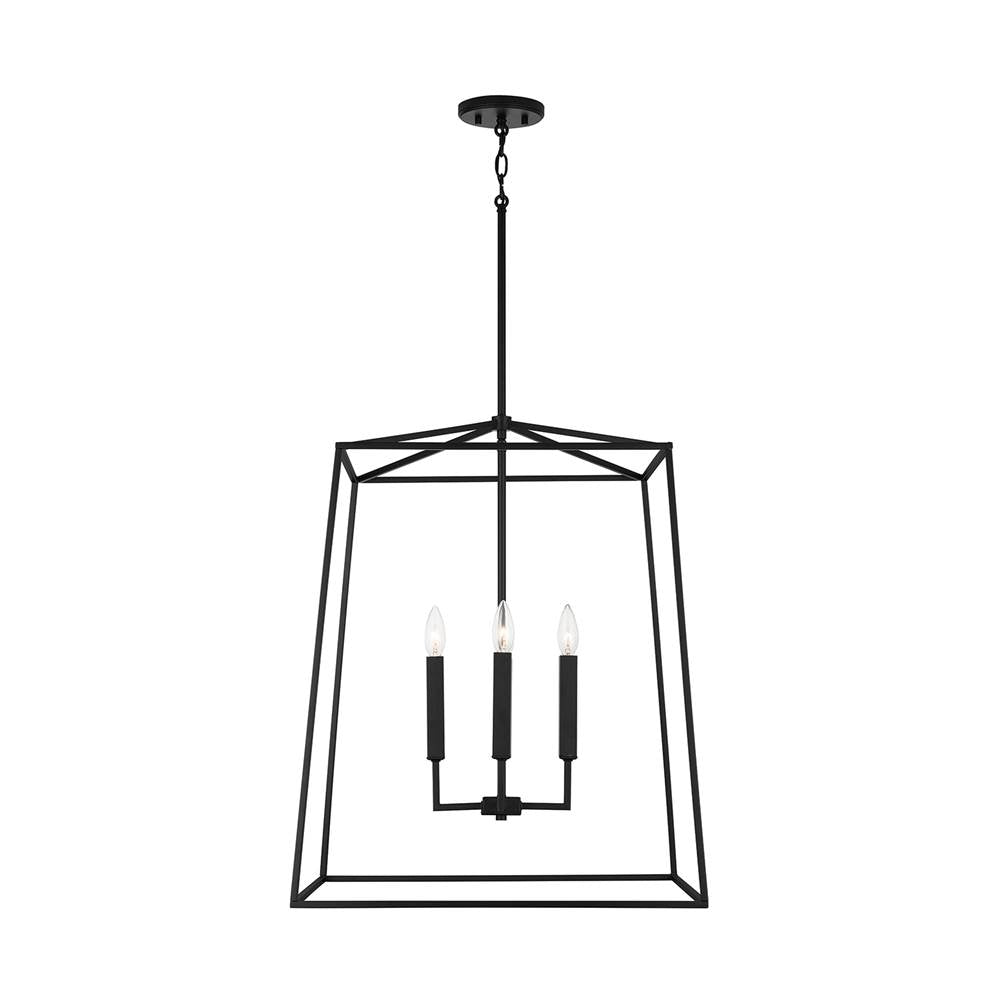 Capital Lighting 537643MB Matte Black 22'' W X 27.5'' H 4-light Lantern Foyer Pendant In Matte Black Image 2