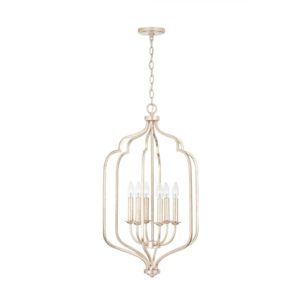 Capital Lighting Ophelia 18'' W X 30.5'' H 6-light Foyer Pendant In Winter Gold