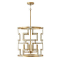 Capital Lighting Hala 18'' W X 20.5'' H 4-light Foyer In Bleached Natural Jute And Patinaed Brass - Greek Key Pattern Artisan Crafted