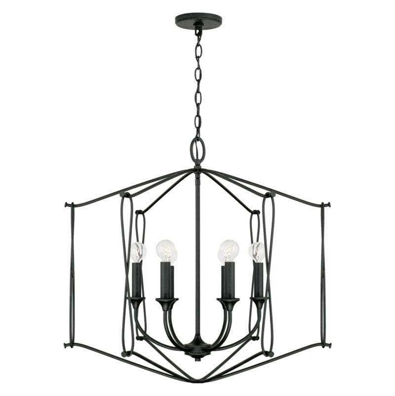 Capital Lighting Bentley 28'' W X 25.5'' H 6-light Foyer In Black Iron
