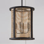 Capital Lighting 544041FK Flat Black 18'' W X 22'' H 4-light Foyer In Flat Black Made With Handcrafted Mango Wood And Rattan Image 2