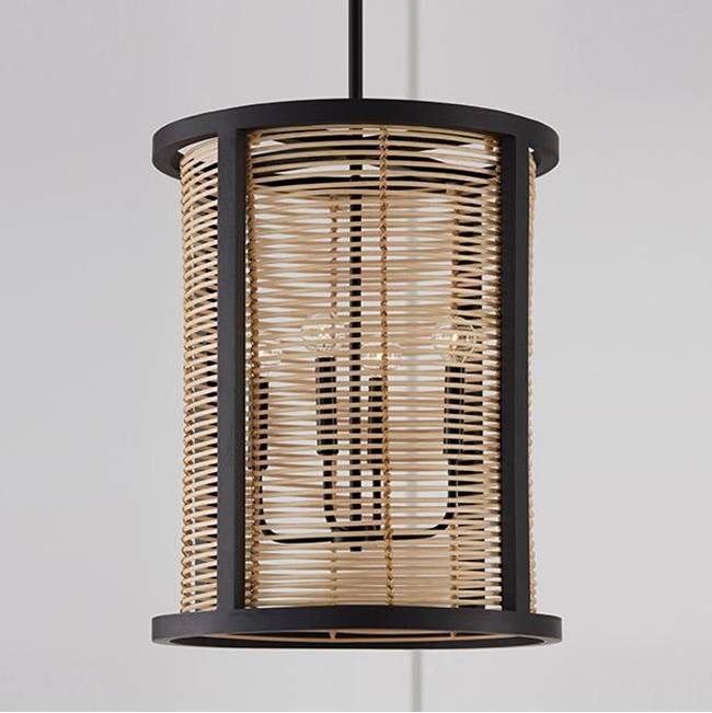 Capital Lighting 544041FK Flat Black 18'' W X 22'' H 4-light Foyer In Flat Black Made With Handcrafted Mango Wood And Rattan Image 2