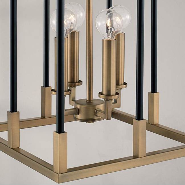 Capital Lighting Bleeker 13'' W X 18'' H 4-light Small Foyer In Aged Brass And Black