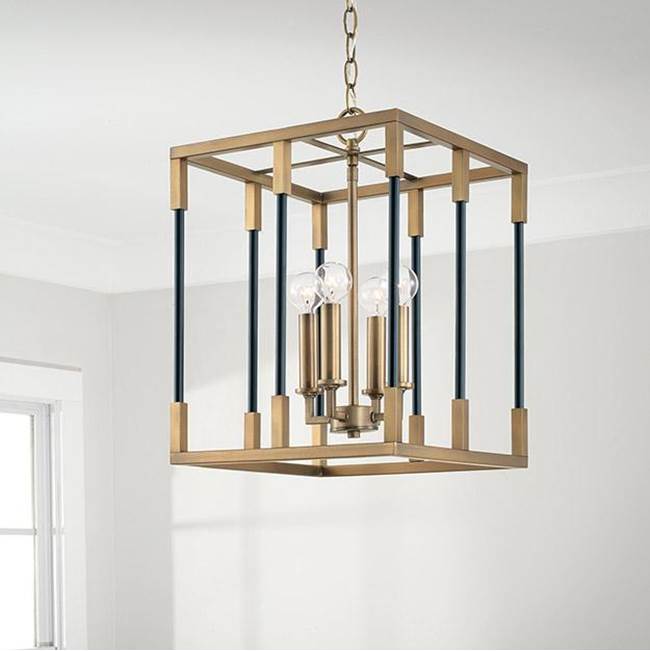 Capital Lighting 544741AB Aged Brass,Black 13'' W X 18'' H 4-light Small Foyer In Aged Brass And Black Image 2