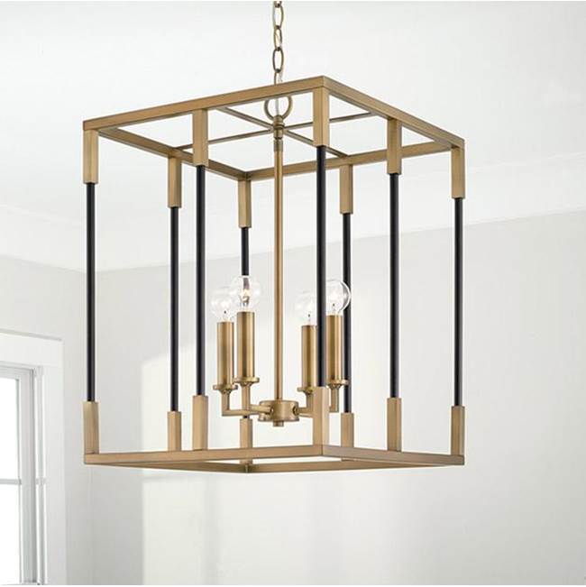 Capital Lighting 544742AB Aged Brass,Black 16'' W X 22.5'' H 4-light Medium Foyer In Aged Brass And Black Image 2