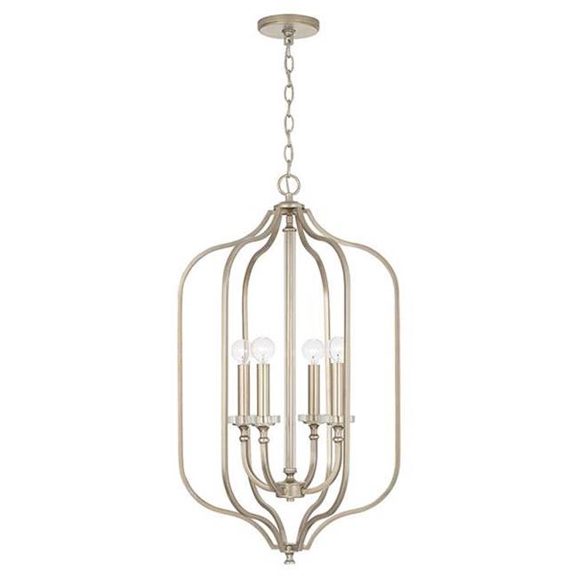 Capital Lighting 544841BS Brushed Champagne 18'' W X 32'' H 4-light Foyer In Brushed Champagne With Acrylic Column And Bobeches Image 1