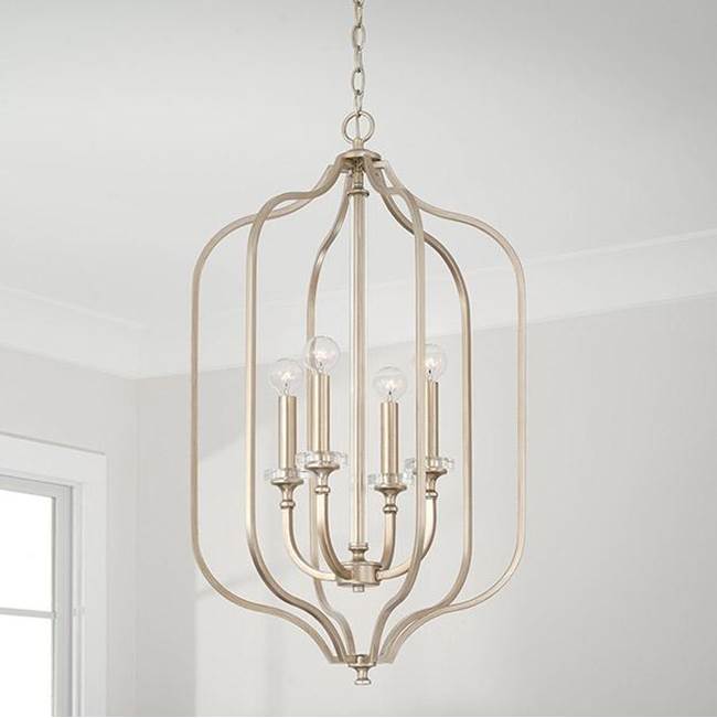 Capital Lighting 544841BS Brushed Champagne 18'' W X 32'' H 4-light Foyer In Brushed Champagne With Acrylic Column And Bobeches Image 2