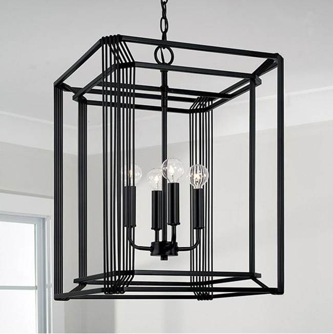 Capital Lighting Lennon 16'' W X 22.5'' H 4-light Foyer In Matte Black