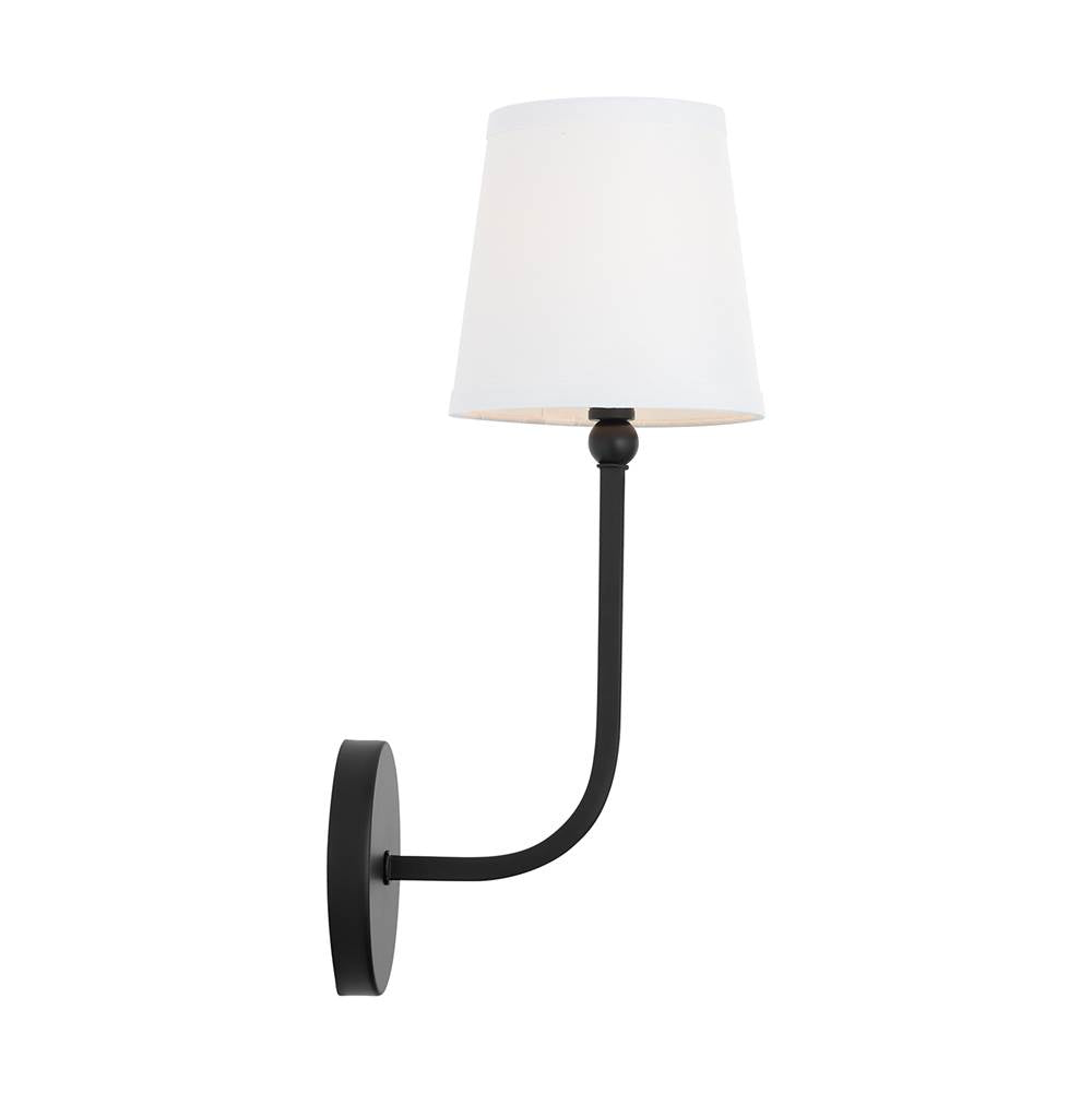 Capital Lighting 619311MB-674 Matte Black 6'' W X 17'' H X 8'' E 1-light Sconce In Matte Black With White Fabric Shade Image 3