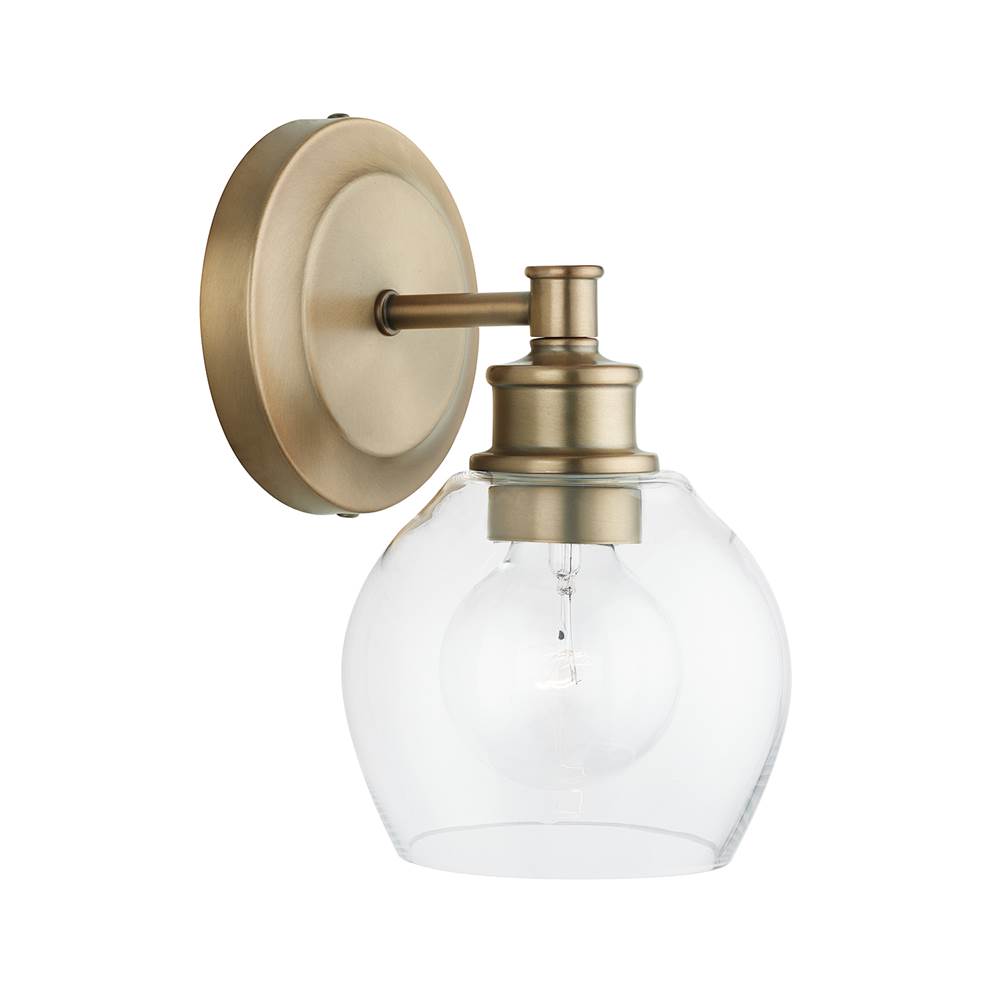 Capital Lighting 621111AD-426 Aged Brass 6'' W X 10'' H X 7'' E 1-light Clear Glass Sconce In Aged Brass Image 1
