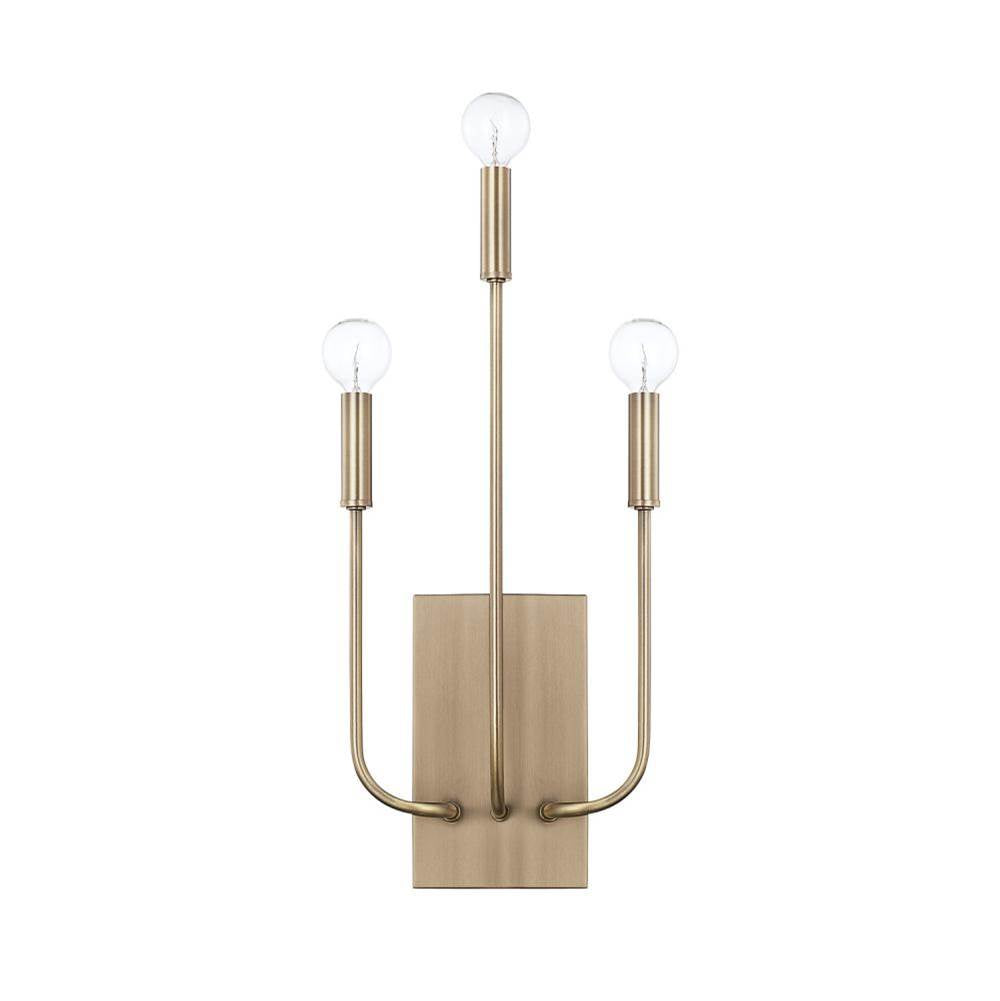 Capital Lighting Zander 9'' W X 20'' H X 3.5'' E 3-light Sconce In Aged Brass Ada Compliant
