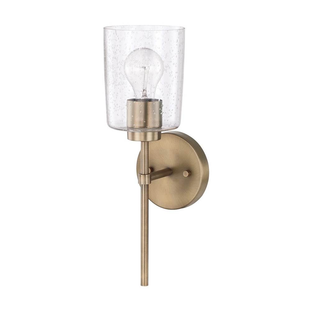 Capital Lighting Greyson 5'' W X 15.5'' H X 6'' E 1-light Clear Seeded Glass Sconce In Aged Brass