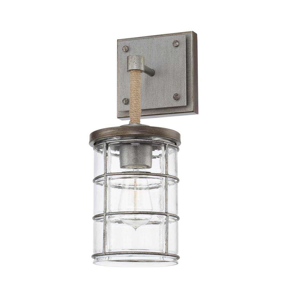 Capital Lighting Colby 6'' W X 16'' H X 7.5'' E 1-light Glass And Metal Cage Sconce In Urban Grey