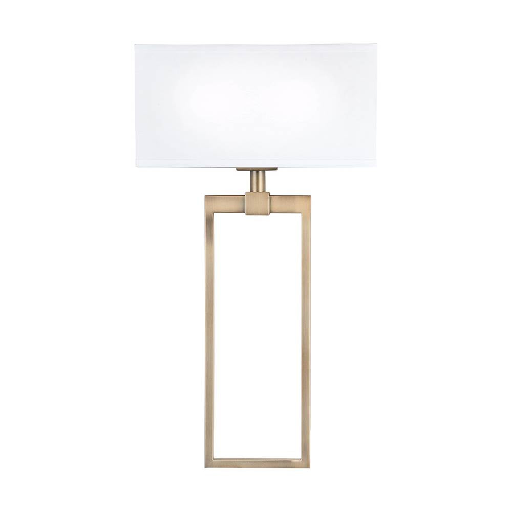 Capital Lighting 633321AD Aged Brass 15'' W X 27.5'' H X 6'' E 2-light Sconce In Aged Brass With White Fabric Rectangle Shade Image 1