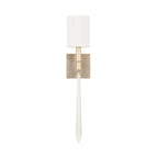 Capital Lighting 637011WG-695 Winter Gold 5'' W X 25'' H X 5'' E 1-light Sconce In Winter Gold With White Fabric Shade And K9 Crystal Finial Image 1