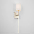 Capital Lighting Gwyneth 5'' W X 25'' H X 5'' E 1-light Sconce In Winter Gold With White Fabric Shade And K9 Crystal Finial