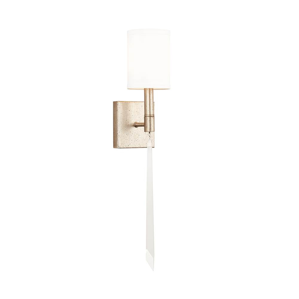 Capital Lighting 637011WG-695 Winter Gold 5'' W X 25'' H X 5'' E 1-light Sconce In Winter Gold With White Fabric Shade And K9 Crystal Finial Image 4