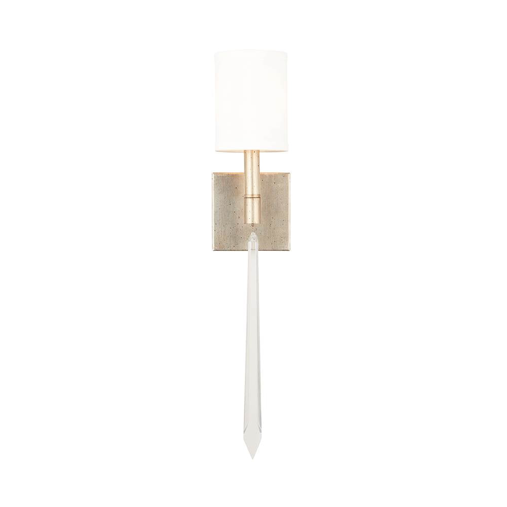 Capital Lighting 637011WG-695 Winter Gold 5'' W X 25'' H X 5'' E 1-light Sconce In Winter Gold With White Fabric Shade And K9 Crystal Finial Image 3
