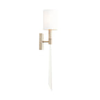 Capital Lighting 637011WG-695 Winter Gold 5'' W X 25'' H X 5'' E 1-light Sconce In Winter Gold With White Fabric Shade And K9 Crystal Finial Image 2