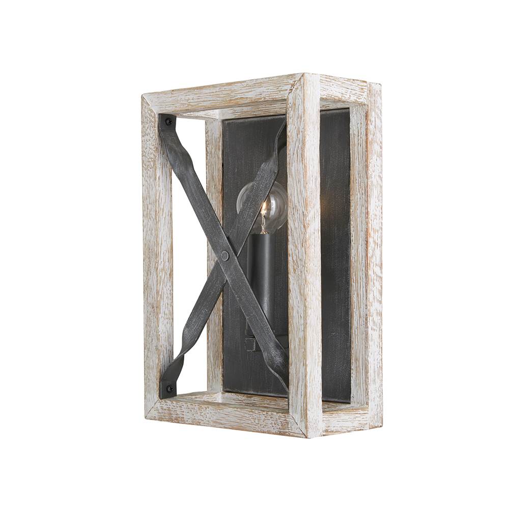 Capital Lighting 640411WN Brushed White Wash,Nordic Iron 8'' W X 12'' H X 4'' E 1-light Sconce In Brushed White Wash Wood And Nordic Iron - Ada Compliant Image 1