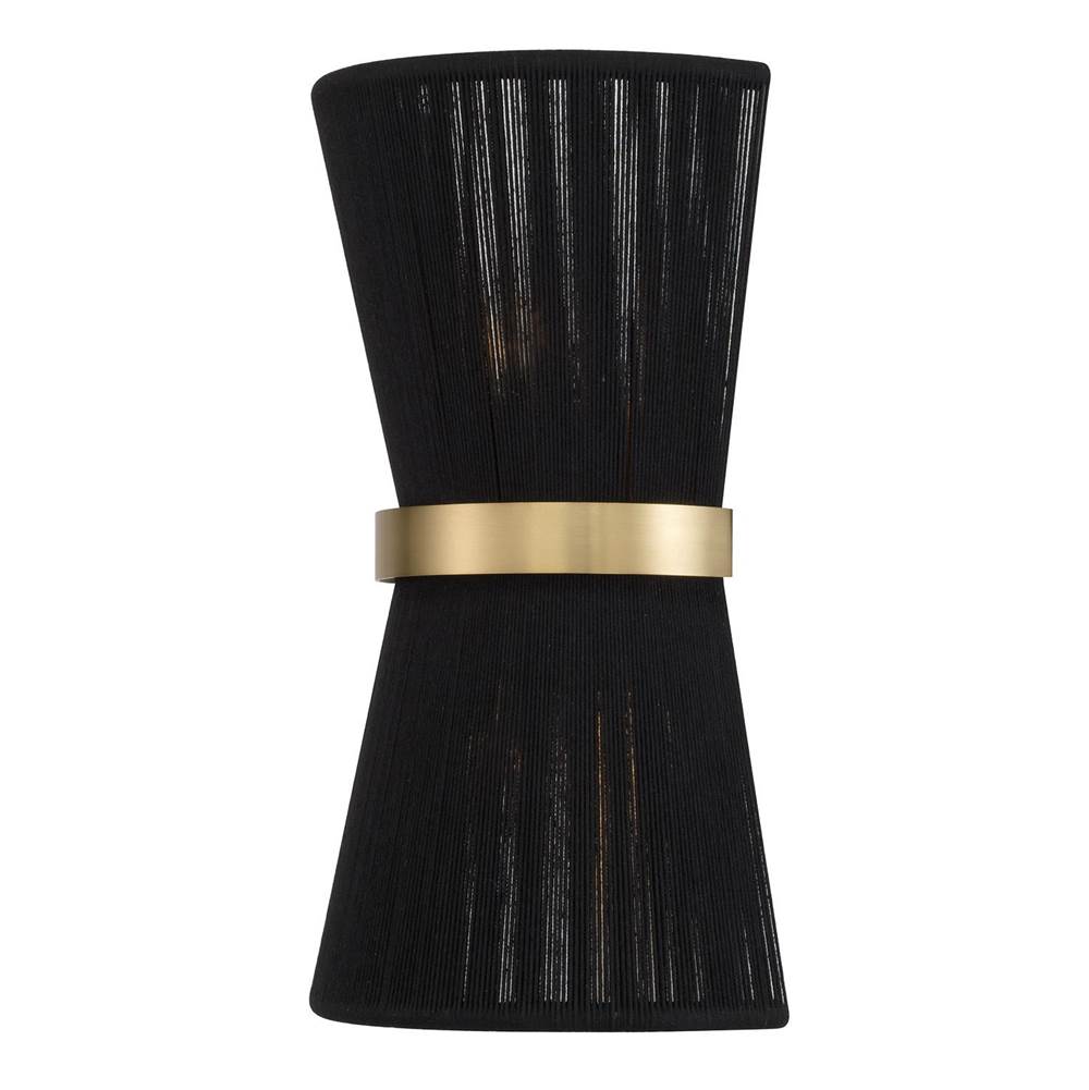 Capital Lighting 641221KP Black Rope,Patinaed Brass 8.75''w X 16''h 2-light Sconce In Handwrapped Black Rope String And Hand-distressed Patinaed Brass Image 1