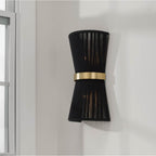 Capital Lighting Cecilia 8.75''w X 16''h 2-light Sconce In Handwrapped Black Rope String And Hand-distressed Patinaed Brass