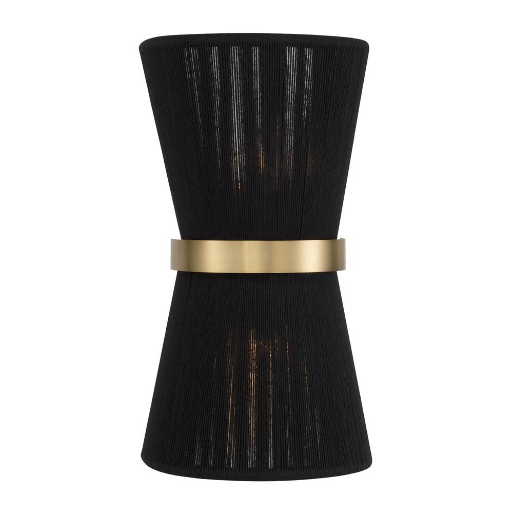 Capital Lighting 641221KP Black Rope,Patinaed Brass 8.75''w X 16''h 2-light Sconce In Handwrapped Black Rope String And Hand-distressed Patinaed Brass Image 3