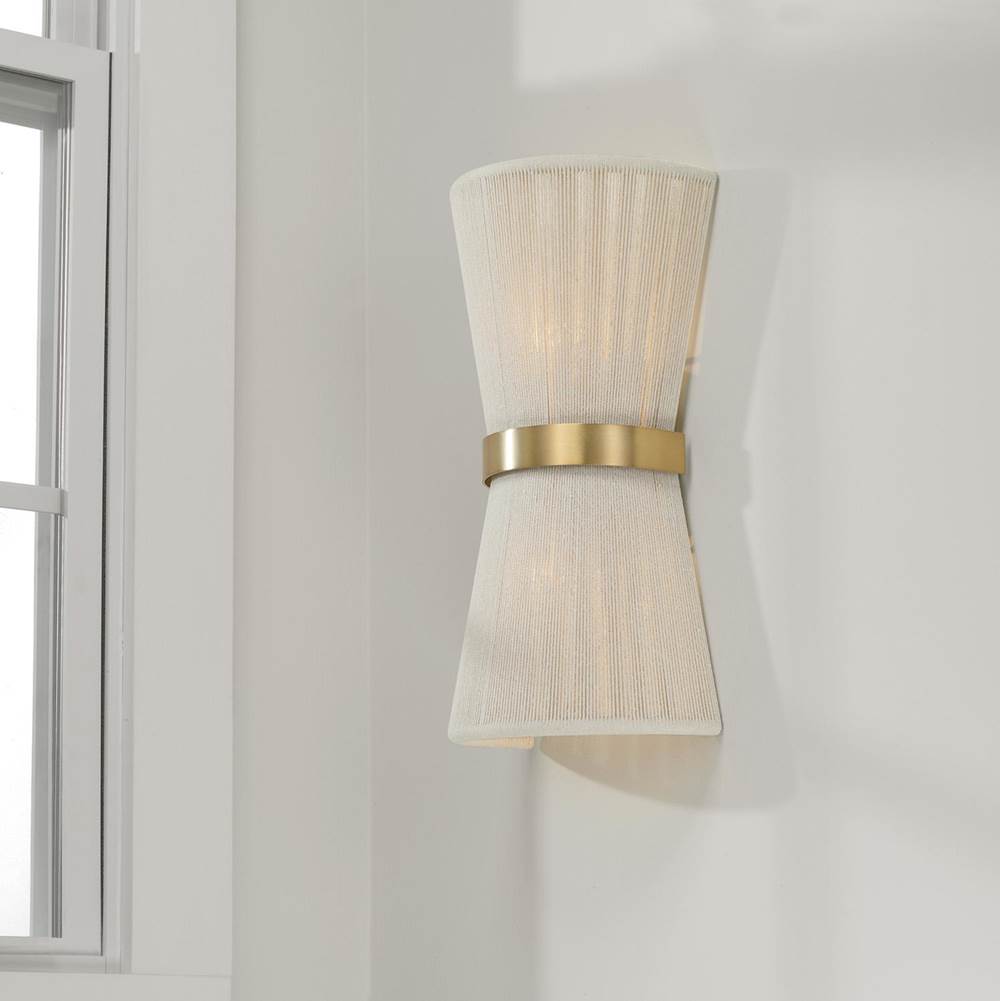 Capital Lighting 641221NP Bleached Natural Rope,Patinaed Brass 8.75''w X 16''h 2-light Sconce In Handwrapped Bleached Natural Rope String And Hand-distressed Patinaed Brass Image 6
