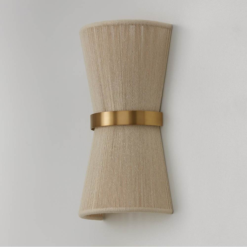 Capital Lighting 641221NP Bleached Natural Rope,Patinaed Brass 8.75''w X 16''h 2-light Sconce In Handwrapped Bleached Natural Rope String And Hand-distressed Patinaed Brass Image 4