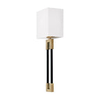 Capital Lighting 644711AB Aged Brass,Black 5.5'' W X 19'' H 1-light Sconce In Aged Brass And Black With White Fabric Bolt-on Shade Image 1