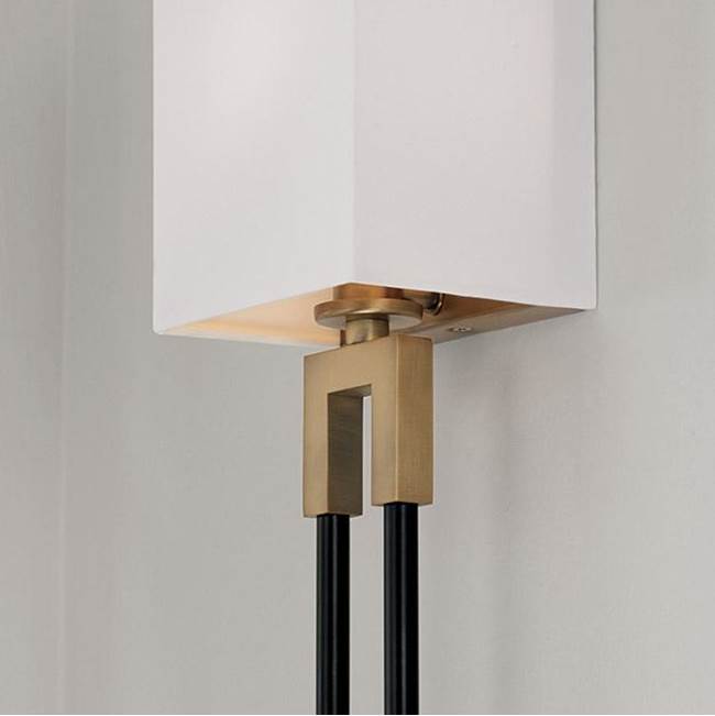 Capital Lighting 644711AB Aged Brass,Black 5.5'' W X 19'' H 1-light Sconce In Aged Brass And Black With White Fabric Bolt-on Shade Image 3
