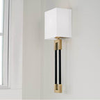 Capital Lighting 644711AB Aged Brass,Black 5.5'' W X 19'' H 1-light Sconce In Aged Brass And Black With White Fabric Bolt-on Shade Image 2