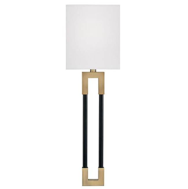 Capital Lighting Bleeker 5.5'' W X 19'' H 1-light Sconce In Aged Brass And Black With White Fabric Bolt-on Shade