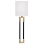 Capital Lighting Bleeker 5.5'' W X 19'' H 1-light Sconce In Aged Brass And Black With White Fabric Bolt-on Shade