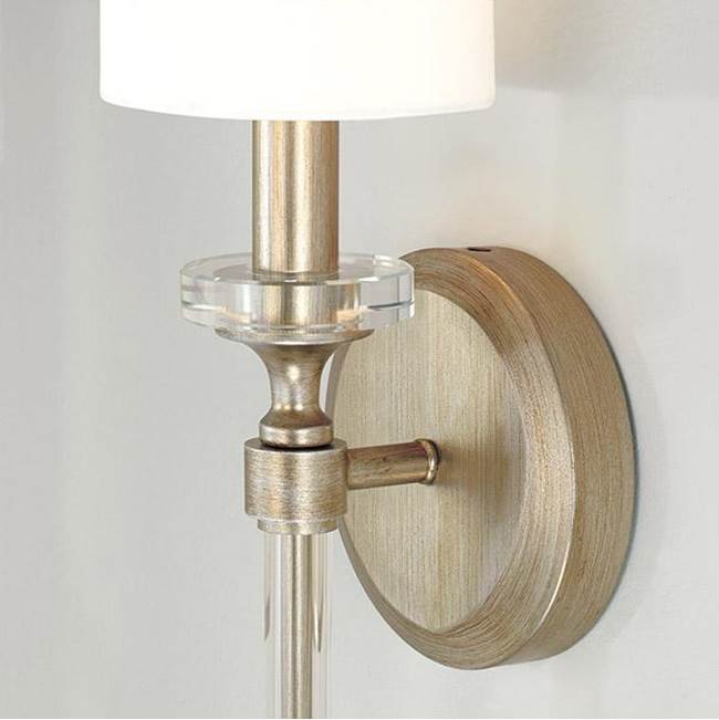 Capital Lighting 644811BS-703 Brushed Champagne 5'' W X 18'' H 1-light Sconce In Brushed Champagne With White Fabric Stay-straight Shade And Acrylic Rod And Bobeche Image 3