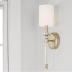 Capital Lighting 644811BS-703 Brushed Champagne 5'' W X 18'' H 1-light Sconce In Brushed Champagne With White Fabric Stay-straight Shade And Acrylic Rod And Bobeche Image 2