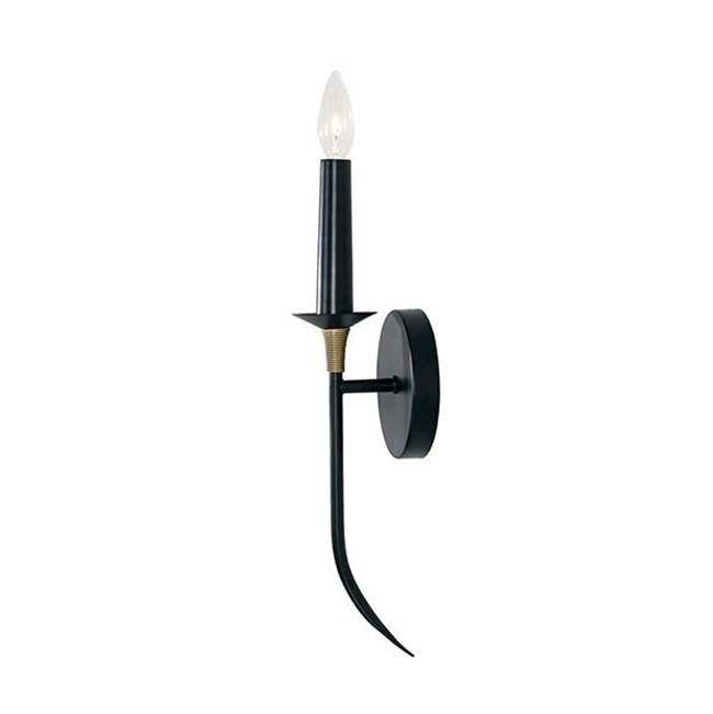 Capital Lighting 645611KB Matte Black,Brass 5'' W X 17'' H 1-light Sconce In Matte Black With Brass With And Brass Wrapped Detail Image 1