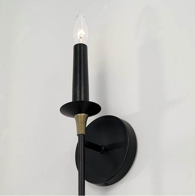 Capital Lighting 645611KB Matte Black,Brass 5'' W X 17'' H 1-light Sconce In Matte Black With Brass With And Brass Wrapped Detail Image 3
