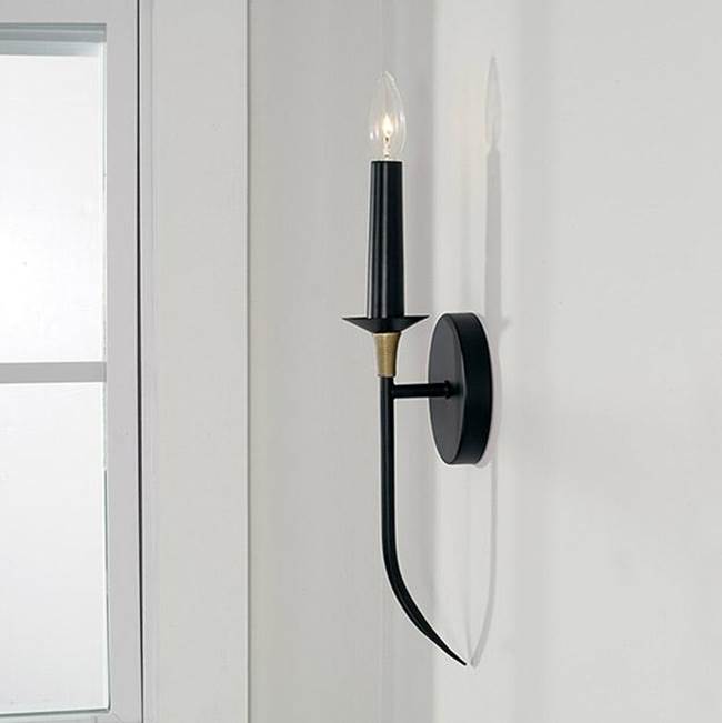 Capital Lighting 645611KB Matte Black,Brass 5'' W X 17'' H 1-light Sconce In Matte Black With Brass With And Brass Wrapped Detail Image 2