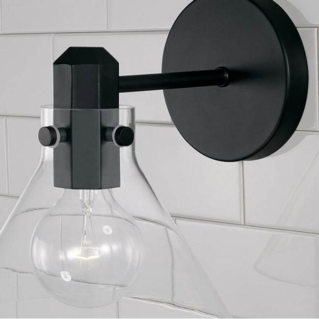 Capital Lighting 645811MB-528 Matte Black 8'' W X 9'' H 1-light Sconce In Matte Black With Clear Glass Image 3