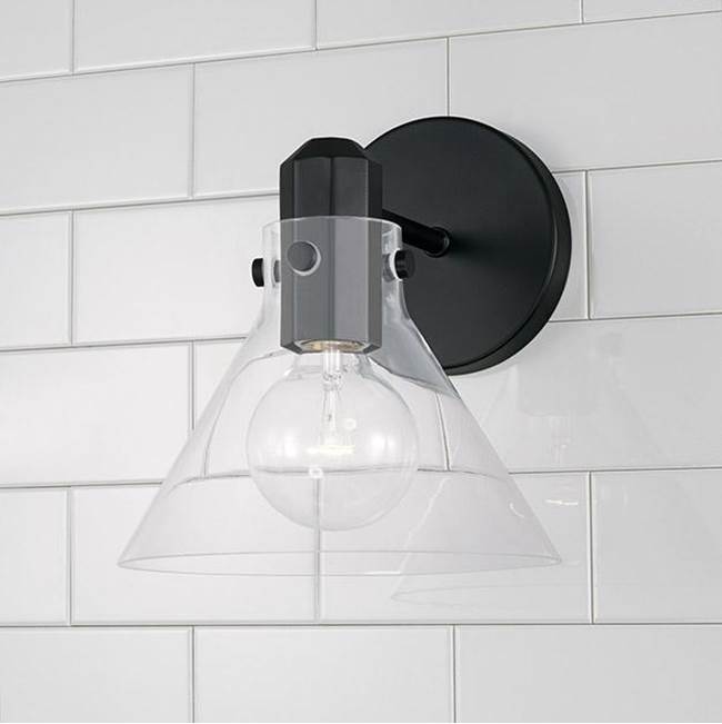 Capital Lighting 645811MB-528 Matte Black 8'' W X 9'' H 1-light Sconce In Matte Black With Clear Glass Image 2