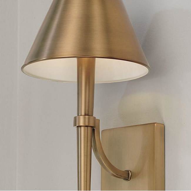 Capital Lighting 645911AD Aged Brass 8'' W X 19'' H 1-light Sconce In Aged Brass With Metal Shade With White Interior Image 3