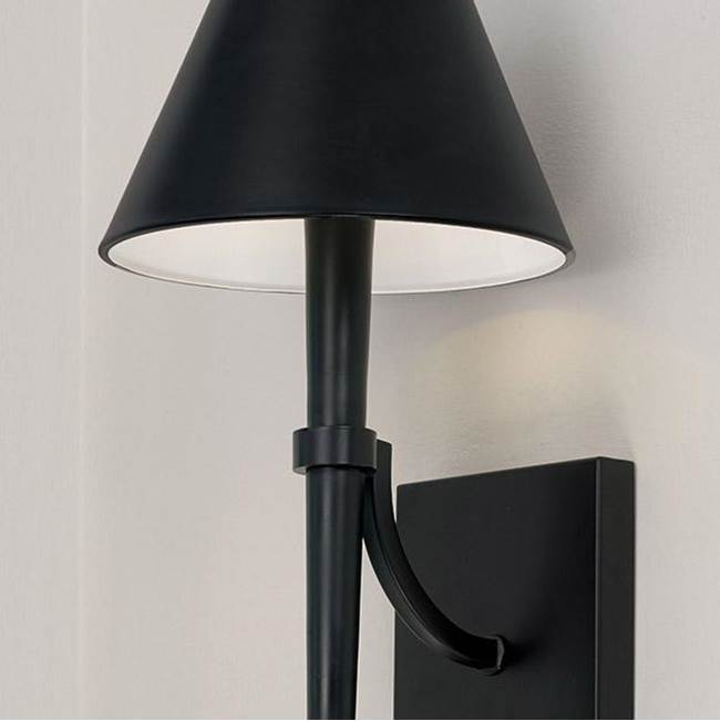 Capital Lighting 645911MB Matte Black 8'' W X 19'' H 1-light Sconce In Matte Black With Metal Shade With White Interior Image 3