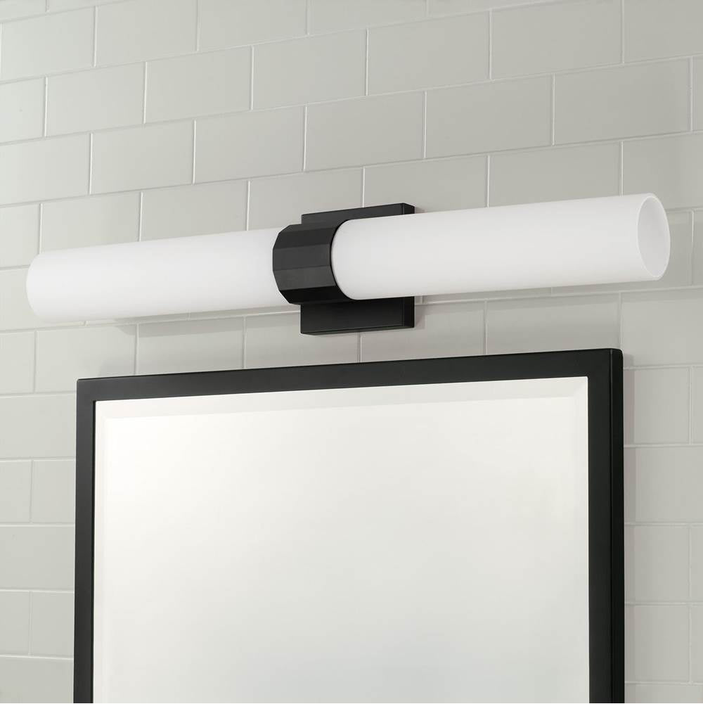 Capital Lighting Sutton 5''w X 29''h 2-light Dual Sconce In Matte Black With Soft White Glass
