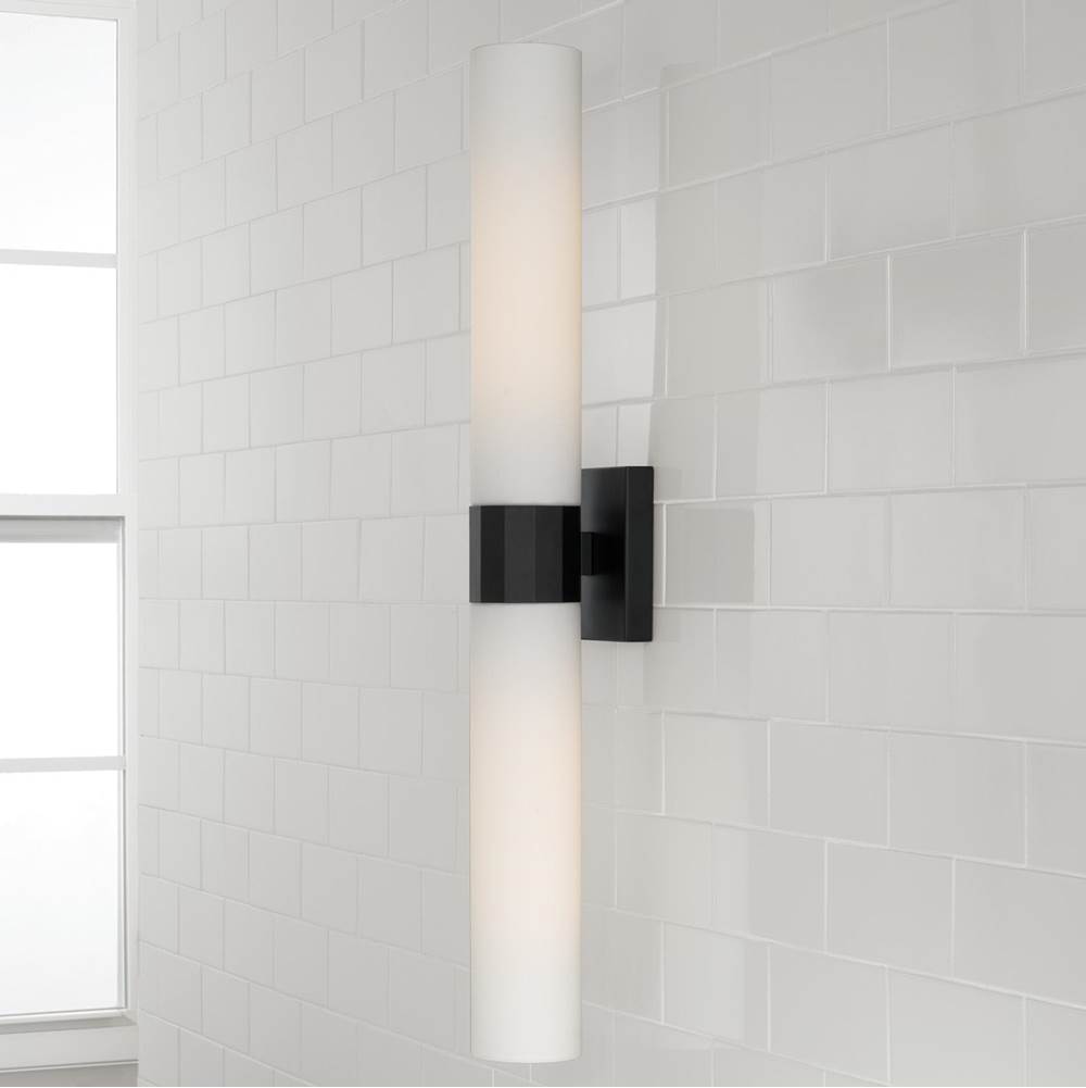 Capital Lighting 646221MB Matte Black 5''w X 29''h 2-light Dual Sconce In Matte Black With Soft White Glass Image 3