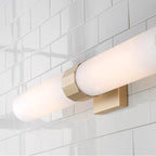 Capital Lighting 646221SF Soft Gold 5'' W X 29'' H 2-light Dual Glass Sconce Or Vanity Light In Soft Gold With 3'' W Soft White Glass Image 3