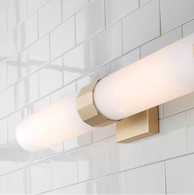 Capital Lighting 646221SF Soft Gold 5'' W X 29'' H 2-light Dual Glass Sconce Or Vanity Light In Soft Gold With 3'' W Soft White Glass Image 3