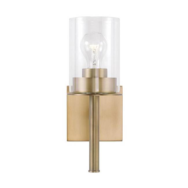 Capital Lighting Mason 5'' W X 13'' H 1-light Sconce In Aged Brass With Clear Glass