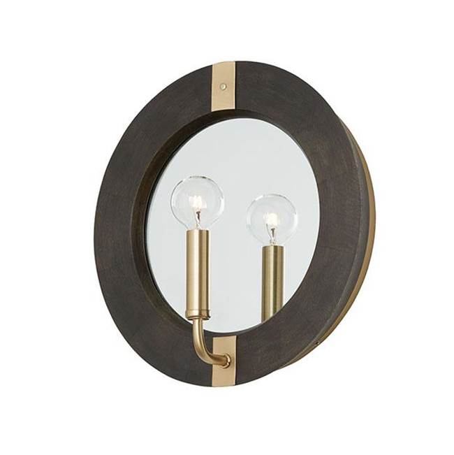 Capital Lighting 647311KR Black Stain,Matte Brass 12''w X 12''h 1-light Sconce In Black Stain Wood And Matte Brass With Mirrored Backplate Image 1